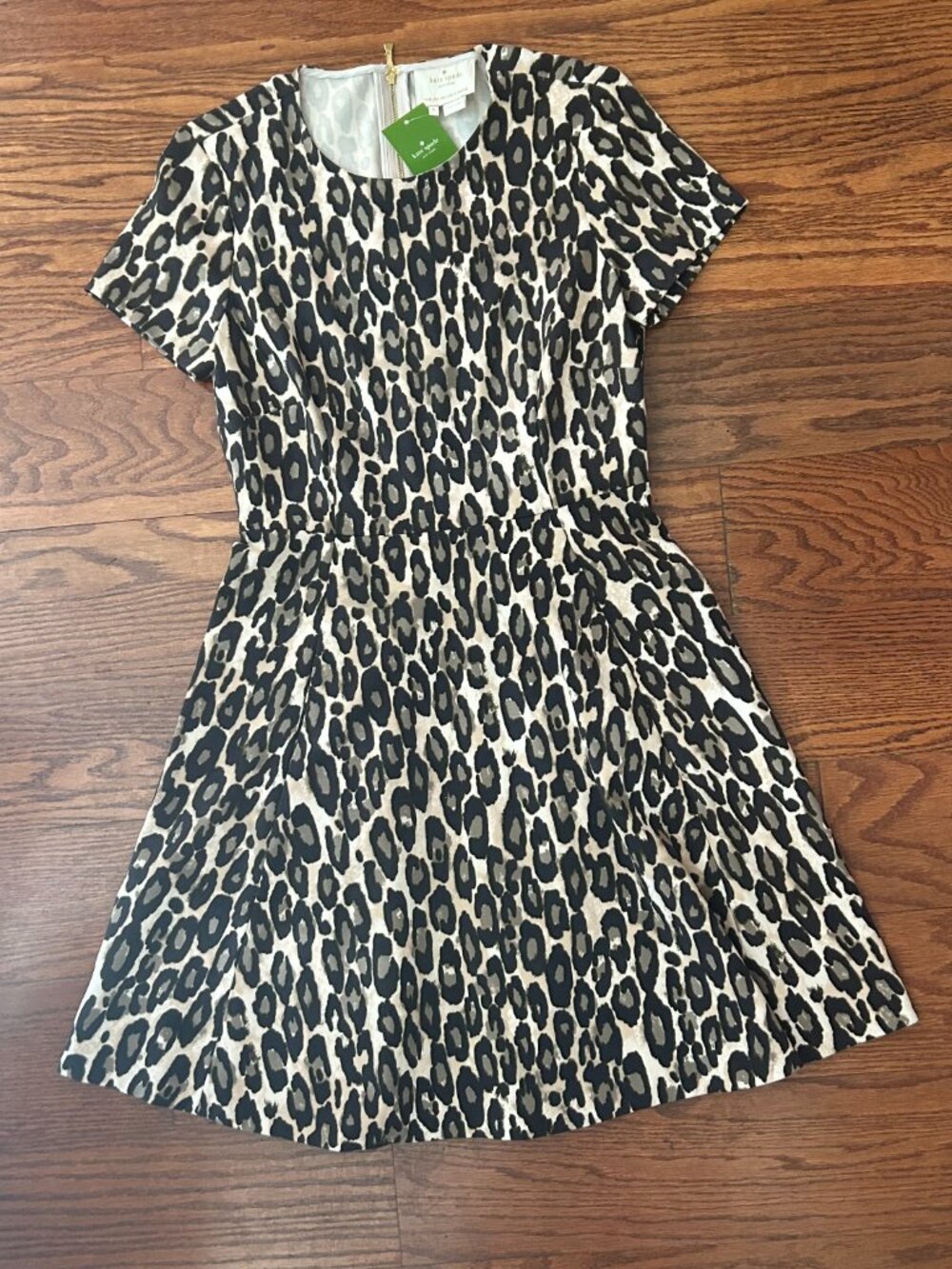NWT Kate Spade New York Autumn Leopard Fit-and-Flare Dress Classic Beige Size 6 - Picture 9 of 15